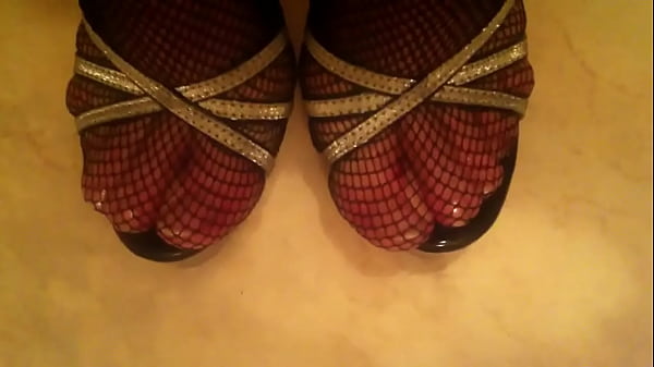 Jizz On Tempting High Heels Fishnet Stockings