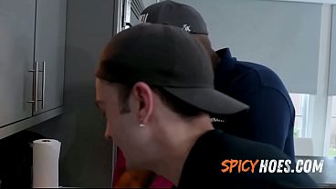 Chestnut-haired Missus Slamming With Other Guy In Front Of Her Husband On Occasion And Gives Him The Privilege To Work