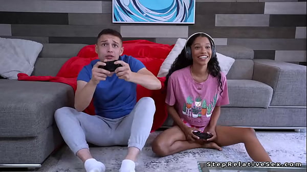 Stepcousin Screws Ebony Smokeshow POV While Playing Games