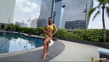 JohnTronX - Blazing Thai Doll Posed By The Pool And Got Screwed In The Water