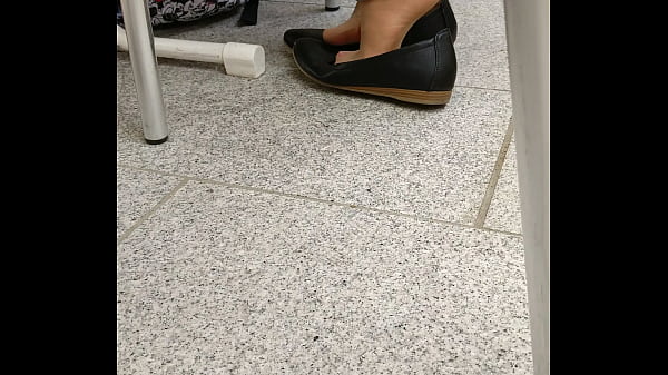 Shoeplay And Dipping With Tan Nylons And Flats
