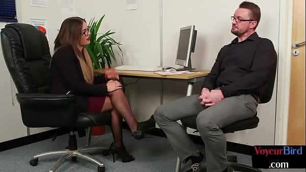 Bigtit British Cfnm Domme Instructing Fella In Office To Pump