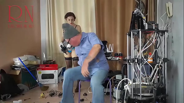 A Bare Maid Is Cleaning Up In An Stupid IT Engineer's Office. Genuine Camera In Office. 2