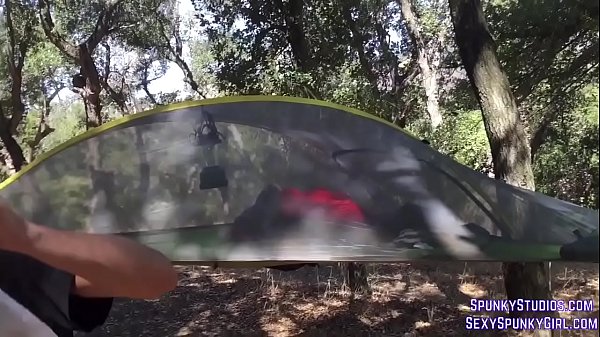 Fucking & Face Finish In A Tent While Camping In The Woods