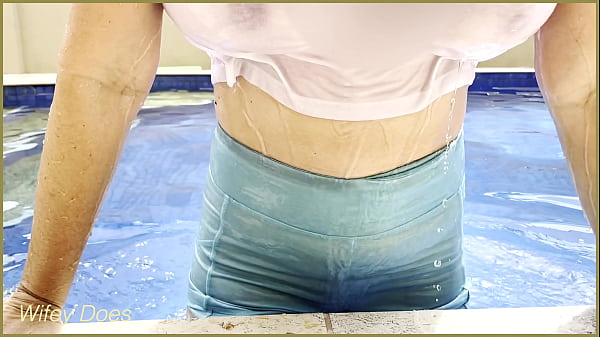 Awesome Missus In Moist T-shirt In The Hotel Pool | Risky Public Exhibitionist