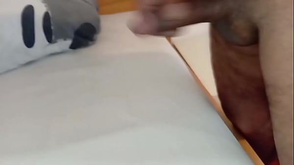 Quick Jerking Off And Ejaculation Lots Of Jizz On The Mattress With Waterproof Sheet In Bed