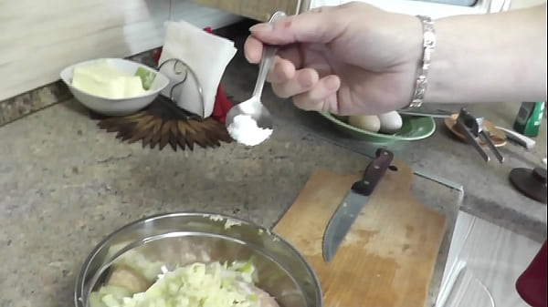 MILF Sultry Mother Frina Continues Exposed Cooking. Today In Her Kitchen Mom No Panties And Bra In High Heeled Stockings Will Cook Waffle Brizol With Minced Chicken.