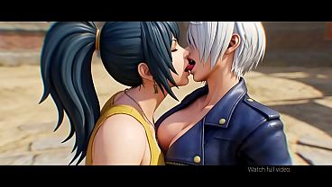 Doll X Leona Lesbian Kissing (The King Of Fighters /AI Generated