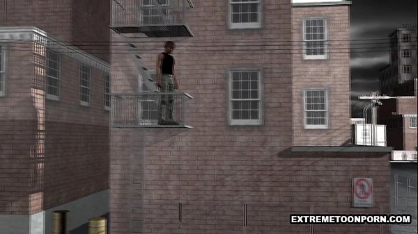 3D Cartoon Babe Gets Hammerred Hard On A Fire Escape