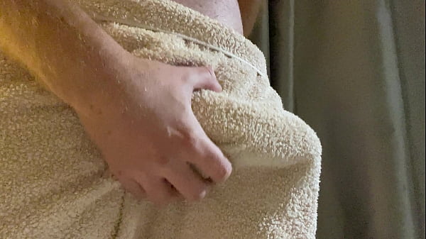 Huge Dick Bursting Out From Under Towel After A Shower
