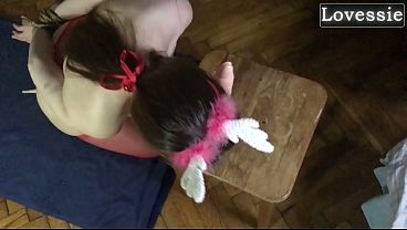 A Face Finish For A Christmas HOTWIFE Who Obediently Deep-throats Two Long Boners - Lovessie