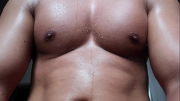 Masochistic Boyfriend Mounting On Your Morning Erection, Showering Sweat From His Pecs