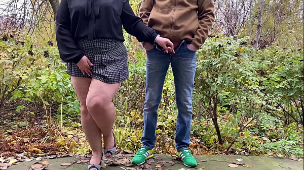 Fat HOTWIFE In Short Teen Skirt Clutching My Dick While I Pee