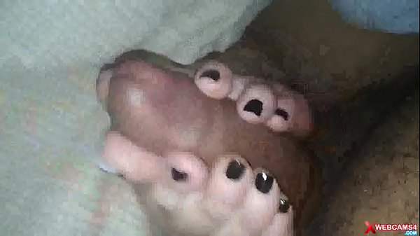 Couple Foot Stroke Releasing In The Webcam