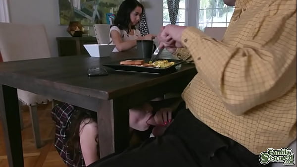 Aliya Brynn Handing Her Stepdad A Wet Blowjob Under The Table