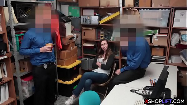 Coed Thief Caught Stealing And Drilled By Two Security Dudes