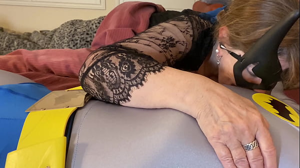 Granny Batgirl Gobbles Batman's Member In Two Positions
