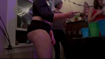 College Pawg Gets Creeped On In Fishnets