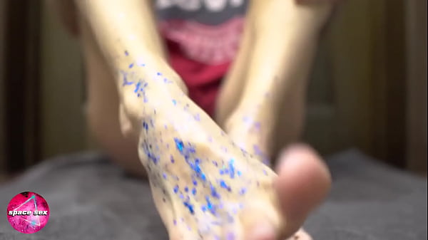 Honey Play With Glitters And Foot Stroke Giant Dildo - Foot Obsession