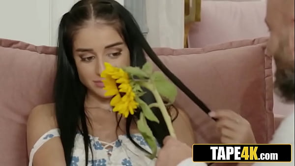 Cheeky Russian Gold-digger Chewing Bubble Gum And Hammerring Boyfriend's Dad