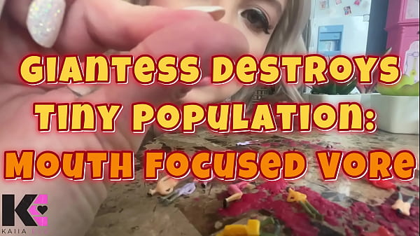 Giantess Obliterates Minuscule Population: Mouth Focused Vore