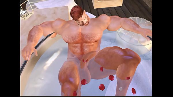 Mammoth Hairy Buck Karras Relaxes In Tub