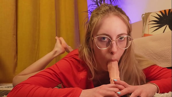 Red Sweater Bj, Braces And Glasses On