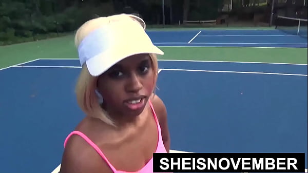Risky Public Upskirt Revealing By Wholesome New Ebony Sheisnovember Walking Down The Street In A Pleated White Mini Skirt After A Tennis Match, Unveiling Her Adorable Willowy