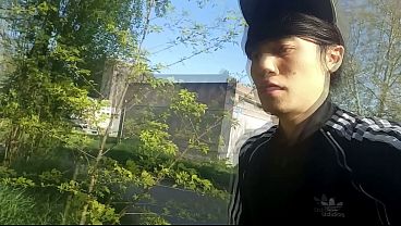 Freeballing In Public, This Twink Walks Outdoors Commando, No Underwear Beneath His Black Adidas Tracksuit, Campus Sneakers, While Out Cruising