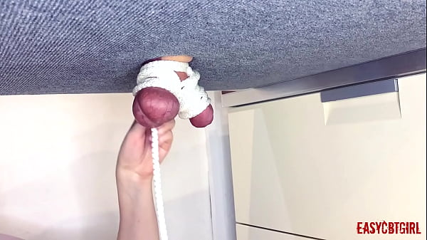 Pervert Chick Tied A Dick With Ballsack And Pulls For Them On The Drain Play Table AnnyCandy Painboy