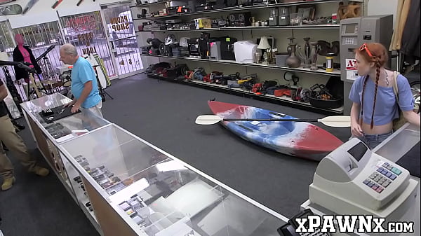 Wee Red-haired Minx Earns Money By Fucking In Pawnshop