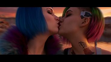 Judy Alvarez X Evelyn Parker Lesbian Making Out (Cyberpunk 2077 /AI Generated)