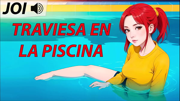 JOI Hentai, Traviesa En La Piscina. Voz Española.