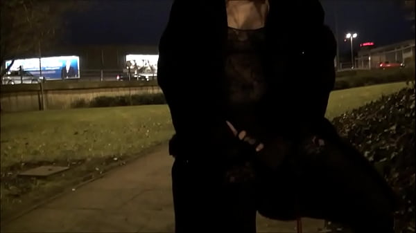 Blonde British Honey Flaunting At Night And Presenting Titties Downtown