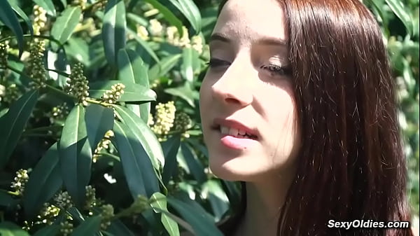 Young-babe Neighbour Denial Teasing Old Stud For Outdoor Sex In His Backyard