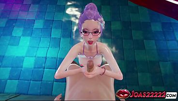 Hot Anime Chick Tsukiyama In The Pool Serves Two-Handed Handjob In Water, Frenulum Licking Obsession On Massive Shaft & Deepthroat Until Curvy Cumblast – Uncensored 3D Hentai