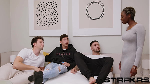 Ebony Cock Addict Zaawaadi Whines To Get Railed Uncut By 3 Hung Studs!