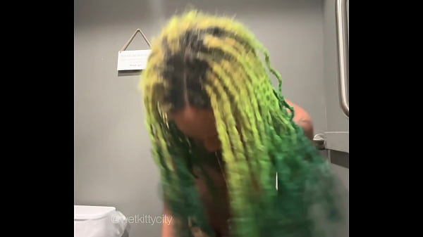 Wetkittycity Disrobing In A Public Bathroom And Taking A Piss