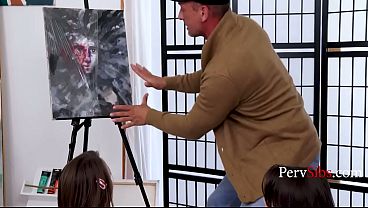 Body Painting With 2 Stepgirls - Selena Savor, Rose Carter, Dorian Del Isla