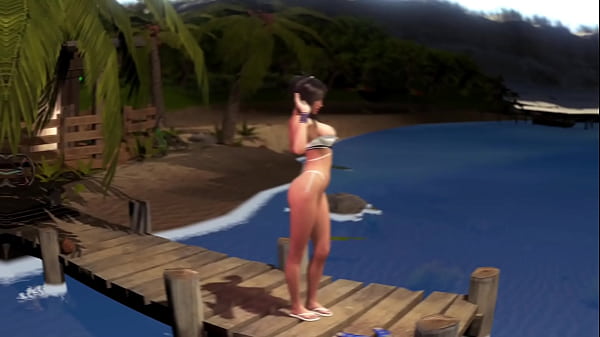 Sporty Flirtly Tifa Tortures You With Lowered Swimsuit On The Summer Beach