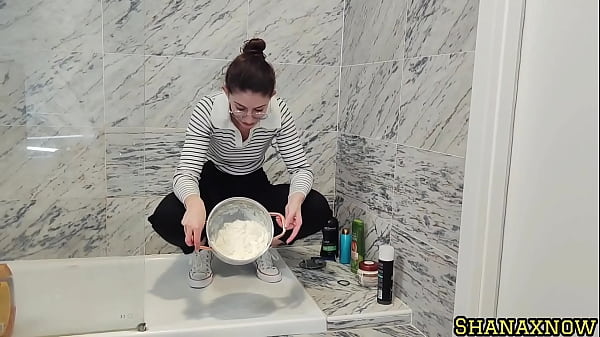 Thrashed Cream Obsession Wet And Messy Socks Shower With Clothes