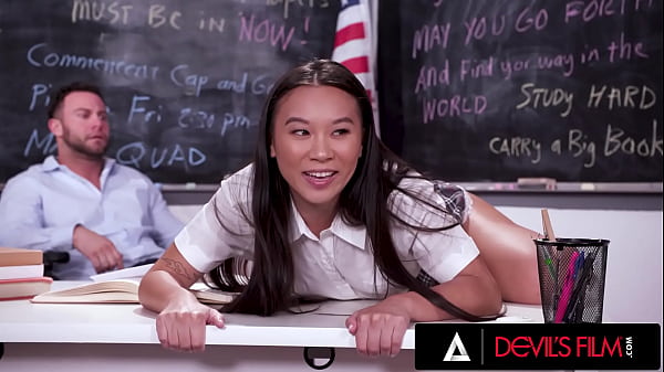 DEVILS FILM - Sexy Young-babe Kimmy Kimm Engulfs Her Teacher's Rod Before Railing With Him