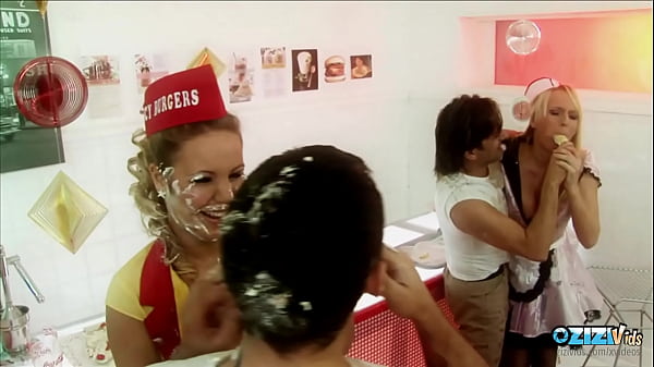 Good Looking Waitresses Relish Nailing With Customers In The Restaurant