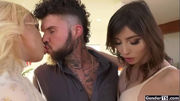 GenderTS.com - Busty Rack Shemales Reward A Man With Butt Sex