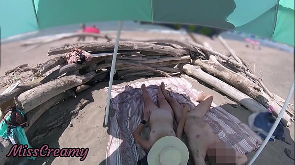 #2 Exhibitionist Wife Outdoor Amateur Mommy Hand Work Huge Dick On Nudity Beach Public In Front Of Spy View With Money Shot - MissCreamy