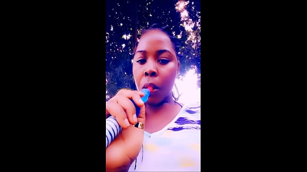 Ebony Girl Steamy Sisha Outdoors And Slamming An Eggplant
