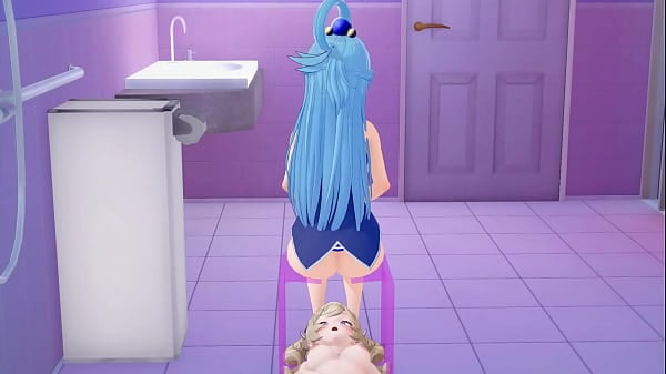 Aqua (Konosuba) Provides Her Water Power To Barbara (Genshin Impact) Hentai Koikatsu