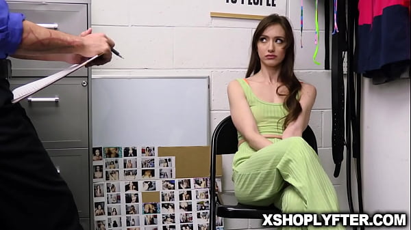 Svelte Thief Nadia Noja Hides Her Stolen Item In The Back Office But Gets Caught By Security Cameras, Now She Needs To Bang To Get Her Way Out.