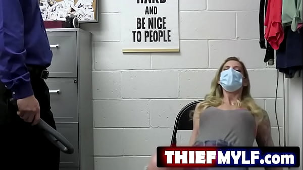 Security Officer Robby Echo Brings Anti-masker COUGAR Brooke Banner To The Backroom After Ambushing Her Stealing Some Jewelry On Camera.