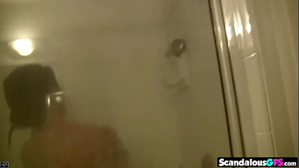 Sizzling Chestnut-haired Shower Kissing Pussy Scandal